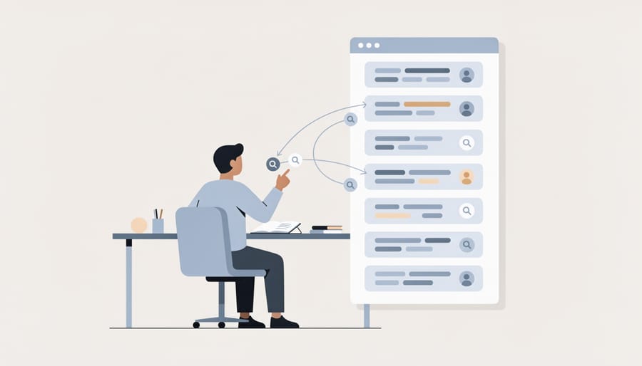 Screen-style view of a writer selecting published post links for internal linking